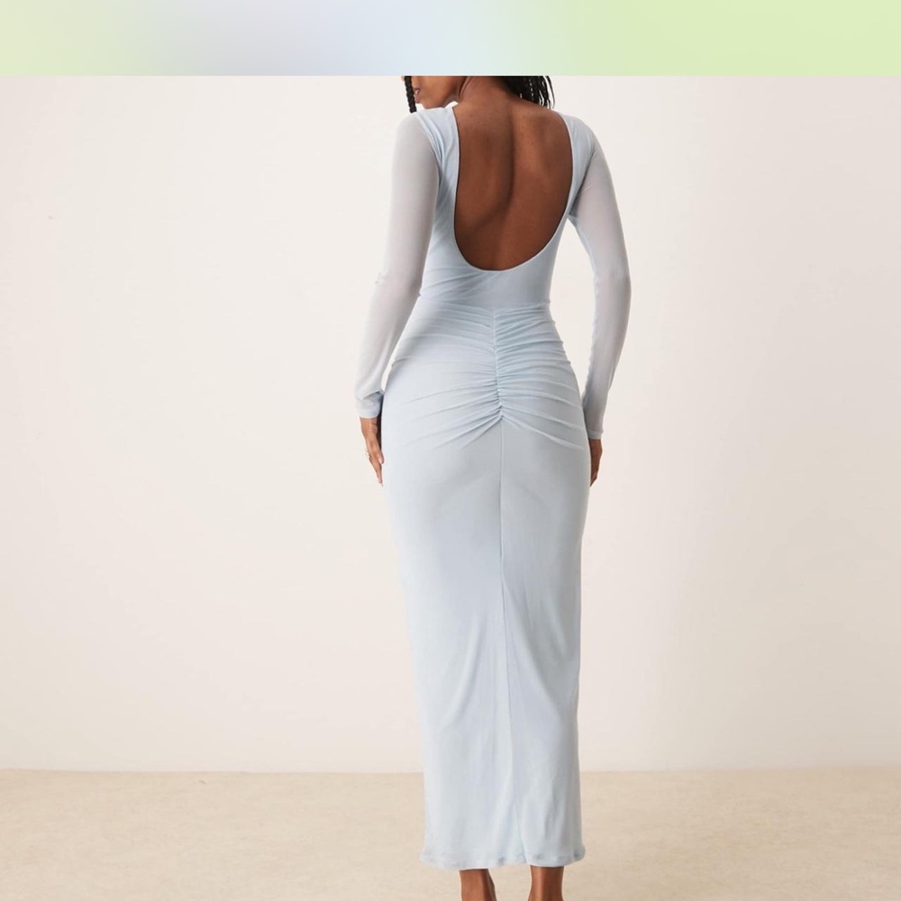 ASOS LIGHT BLUE MESH MAXI DRESS